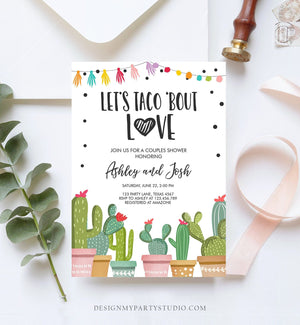 Editable Taco Bout Love Couples Shower Invitation Fiesta Cactus Succulent Mexican Green Pink Digital Download Corjl Template Printable 0254