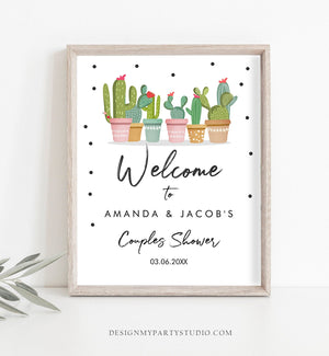 Editable Cactus Couples Shower Welcome Sign Mexican Succulent Taco Bout Love Table Sign Corjl Template Instant Download Printable 0254