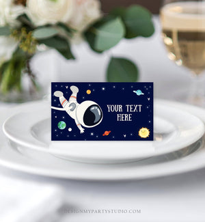 Editable Space Food Labels Galaxy Birthday Food Cards Tent Card Astronaut Outer Space Birthday Boy Buffet Label Template Corjl 0259