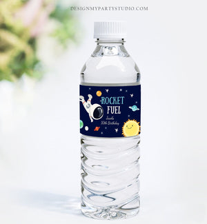 Editable Outer Space Water Bottle Labels Rocket Fuel Labels Boy Space Birthday Astronaut Galaxy Space Decor Printable Template Corjl 0259