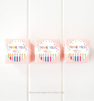 Editable Candles Confetti Favor Tags Joint Twin Birthday Thank You Tags Label Candle Colorful Square Round Corjl Template Printable 0277