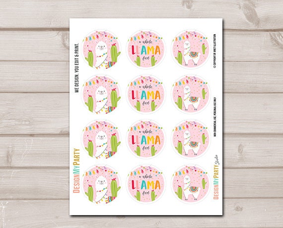 Llama Cupcake Toppers Favor Tags Birthday Party Decoration Fiesta Mexican Llama Party Cactus Baby Shower download Digital PRINTABLE 0079