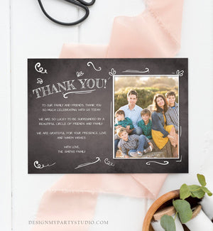 Editable Thank You Card Birthday Adult Chalk Rustic Vintage Family Friends Party Classic Photo Shhh Download Printable Corjl Template 0102