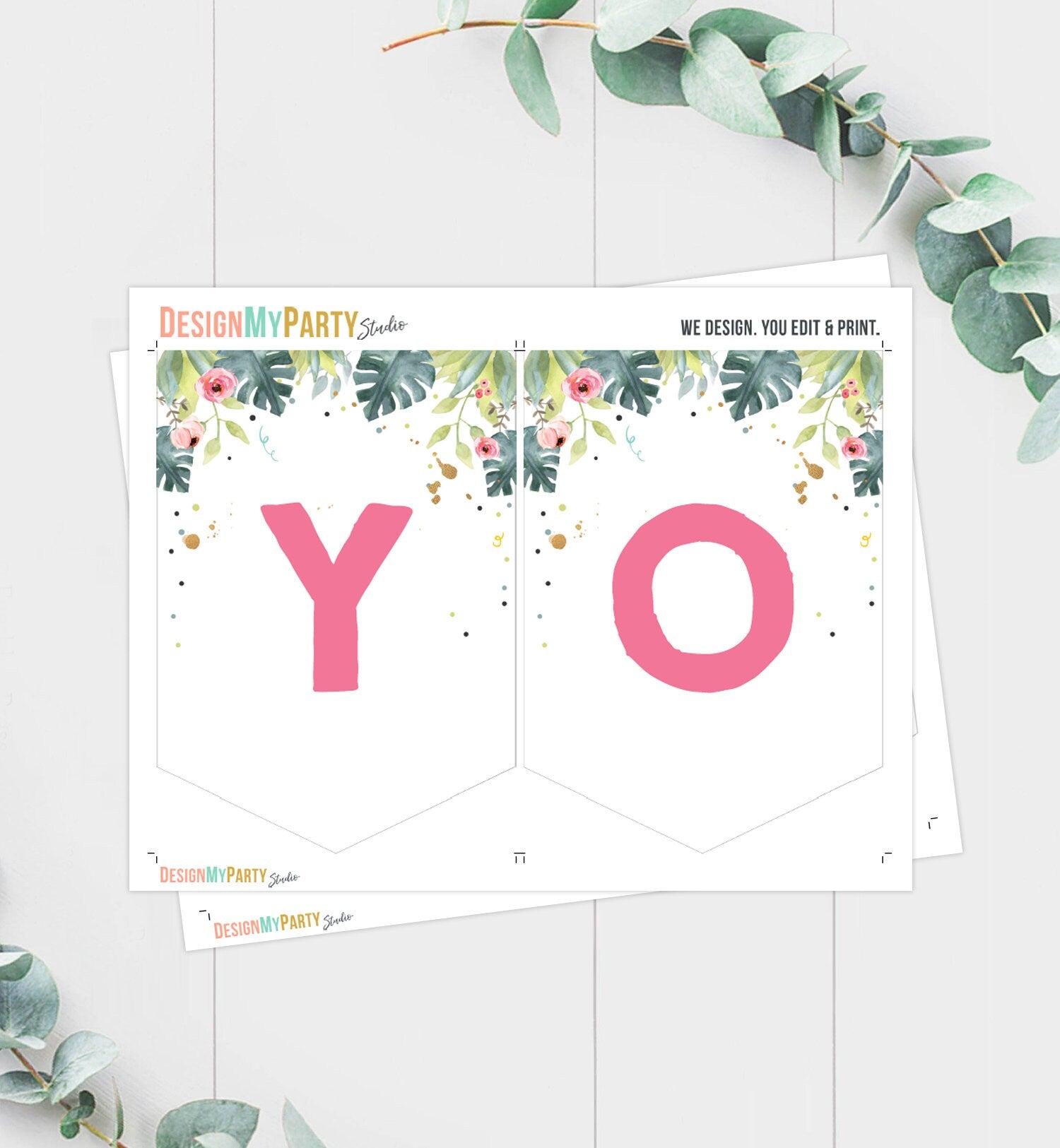 Young Wild and Three Birthday Banner Pink Gold Safari Animals Birthday Banner Birthday Decorations Instant download PRINTABLE DIGITAL 0163