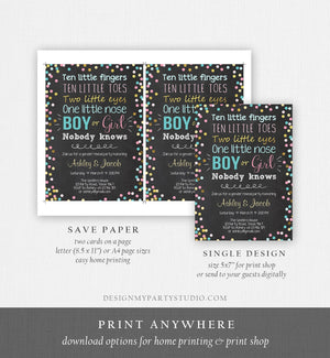 Editable Gender Reveal Invitation Baby Shower Boy or Girl Pink or Blue He or She Confetti Gold Corjl Template Instant Download Digital 0133