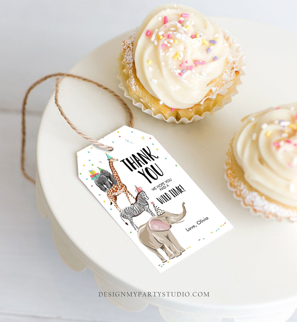 Editable Party Animals Favor Tags Safari Party Animals Wild One Thank You Tag Birthday Wild Time Gift Tag Corjl Template Printable 0142