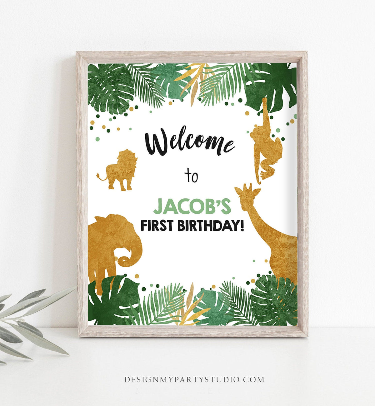 Editable Safari Animals Welcome Sign Wild One Poster Zoo Jungle Boy First Birthday 1st Party Animals Download Digital Printable 0016