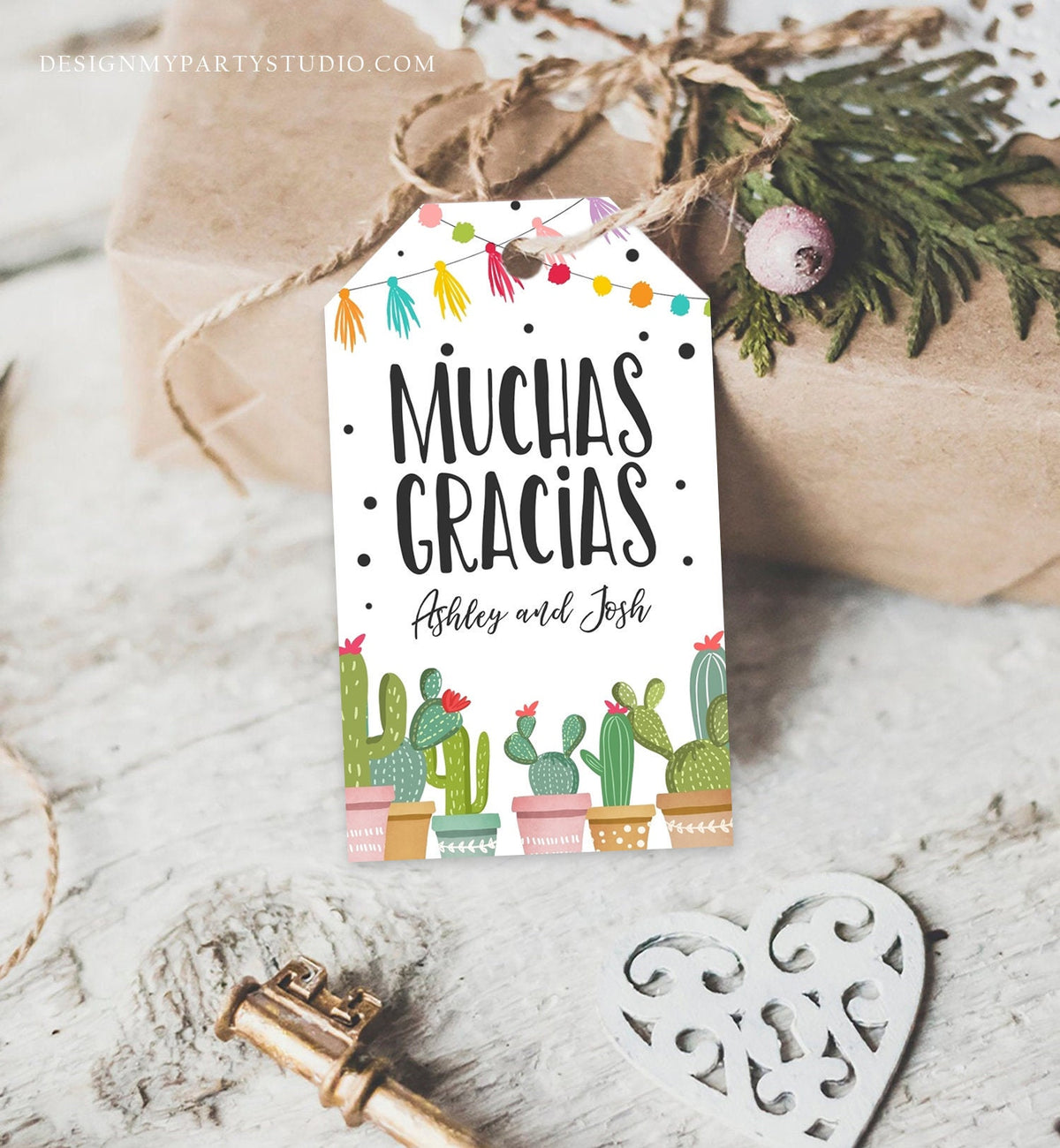 Editable Cactus Fiesta Favor Tag Fiesta Thank You Gift Tag Muchas Gracias Couples Bridal Shower Succulent Download Template Printable 0254