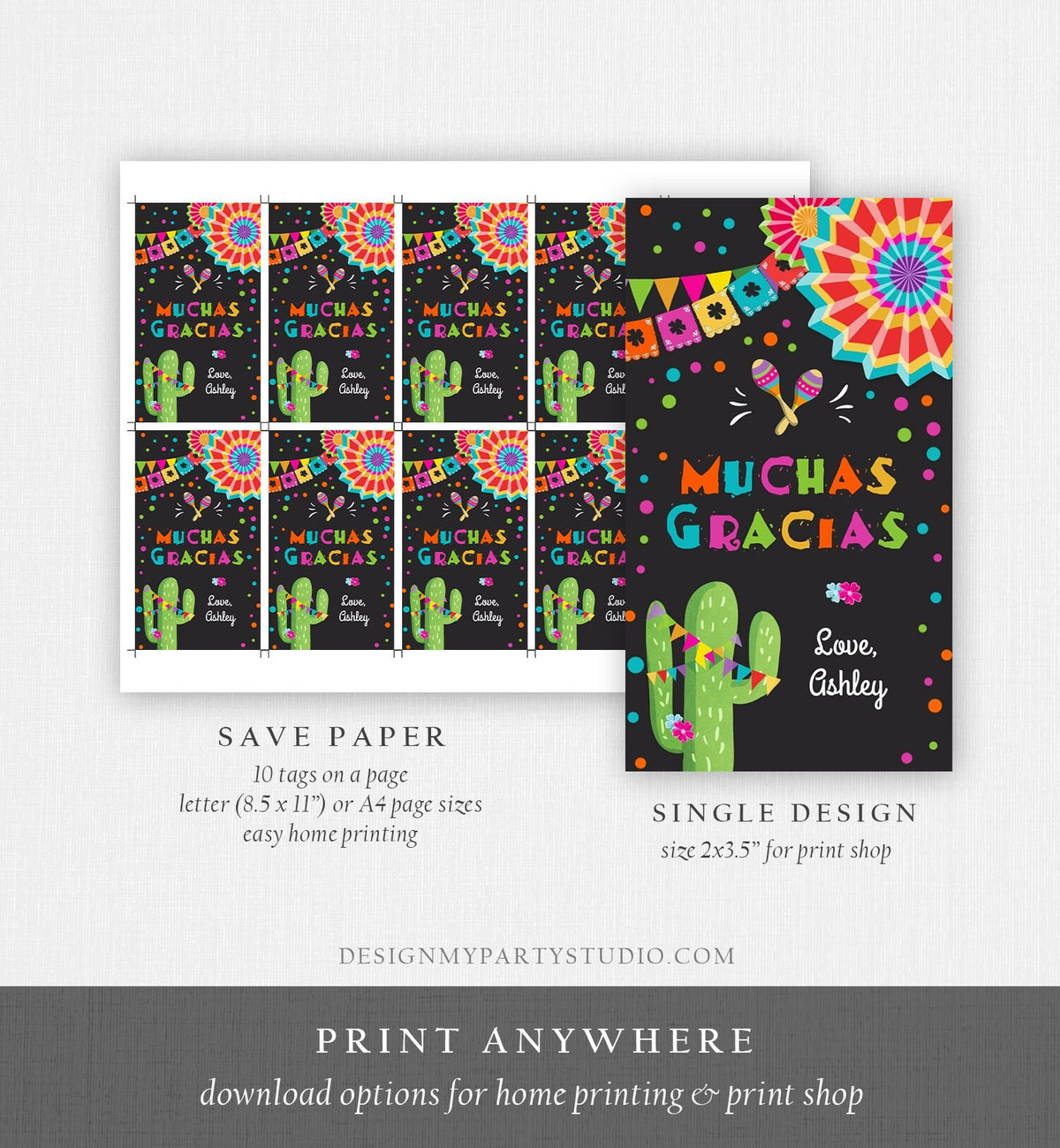 Editable Cactus Fiesta Favor Tags Fiesta Thank You Tags Mexican Muchas Gracias Bridal Shower Succulent Birthday Corjl Template 0045