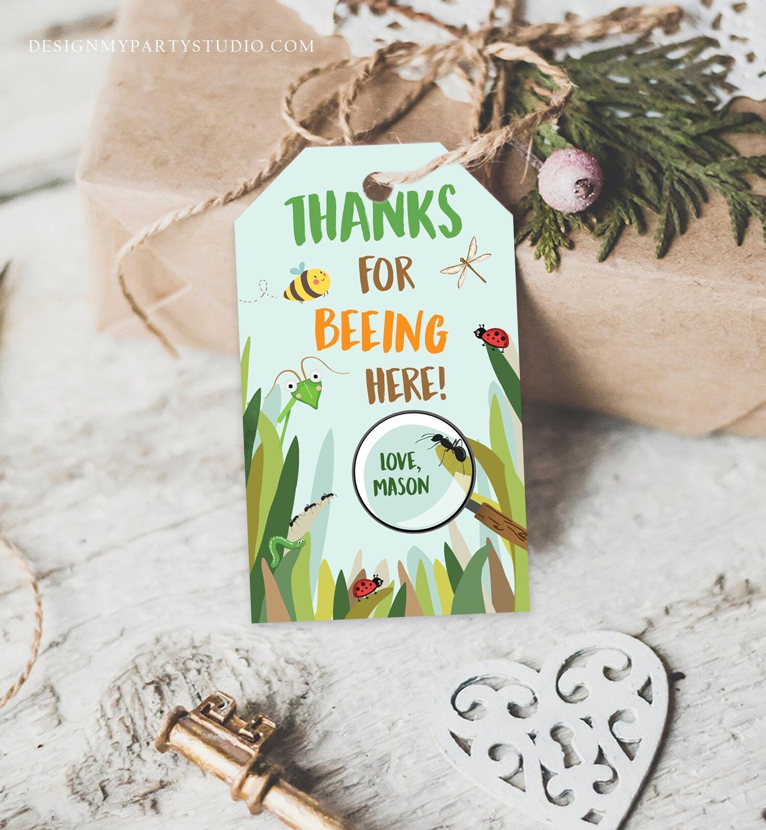 Editable Bug Favor Tags BugsBirthday Bug Thank you tags Label Bug Party Insect Gift tags Bugging out Beeing by Template PRINTABLE Corjl 0090
