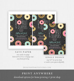 Editable Donut and Diapers Sprinkle Invitation Sprinkled With Love Coed Shower Pink Girl Digital Download Printable Corjl Template 0050