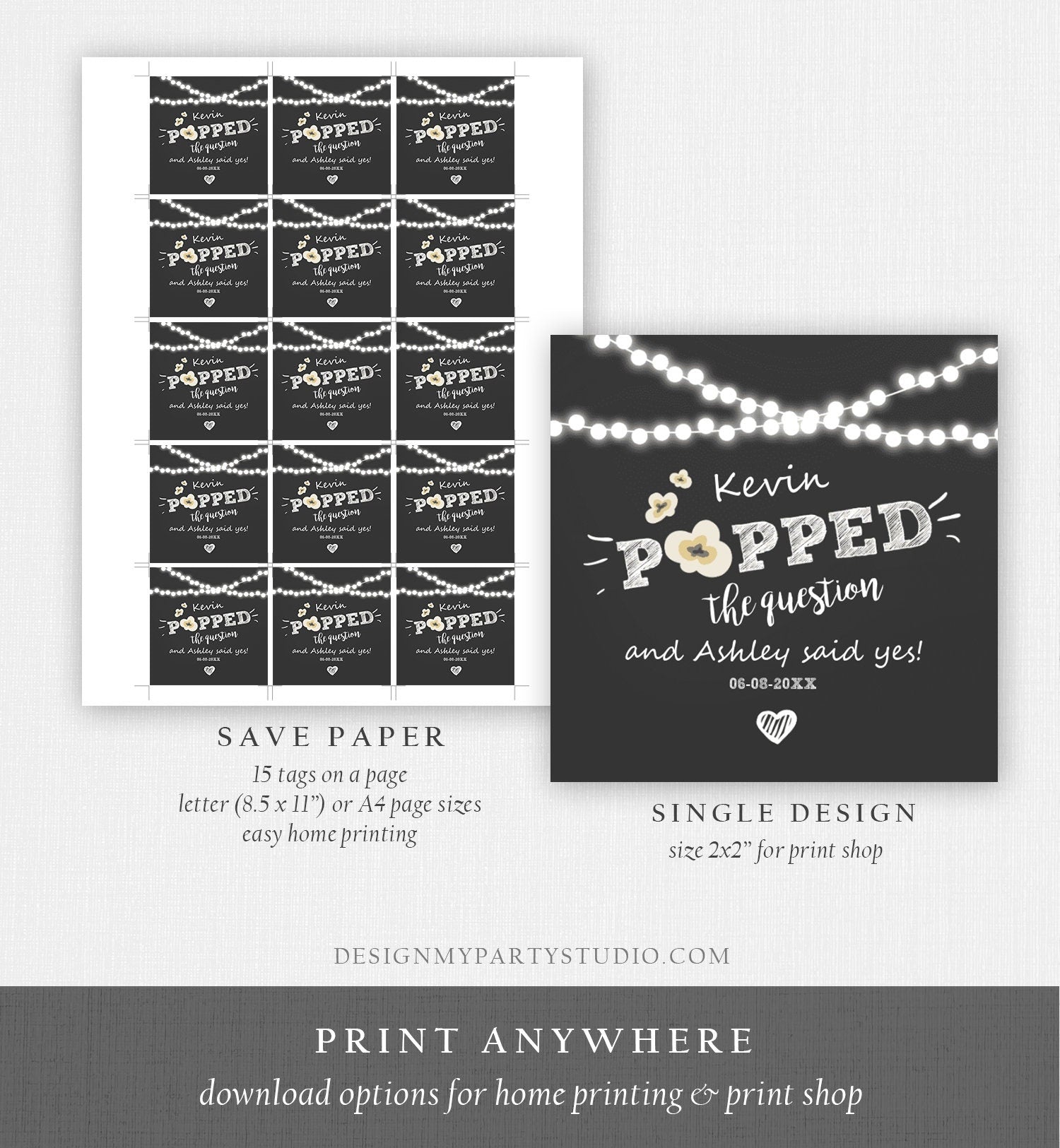 He Popped The Question Stickers Engagement Party Favor