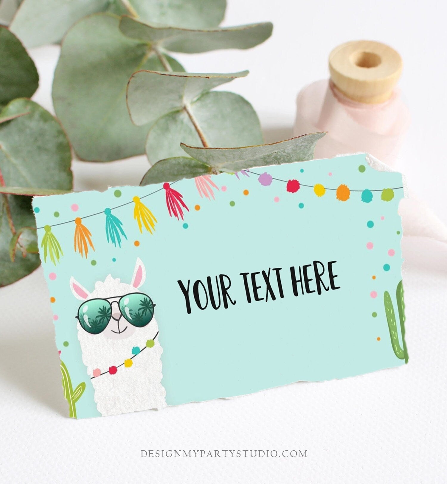 Editable Llama Food Labels Llama Place Card Tent Card Escort Card Llama Birthday Fiesta Party Mexican Boy Cactus Template Printable 0079
