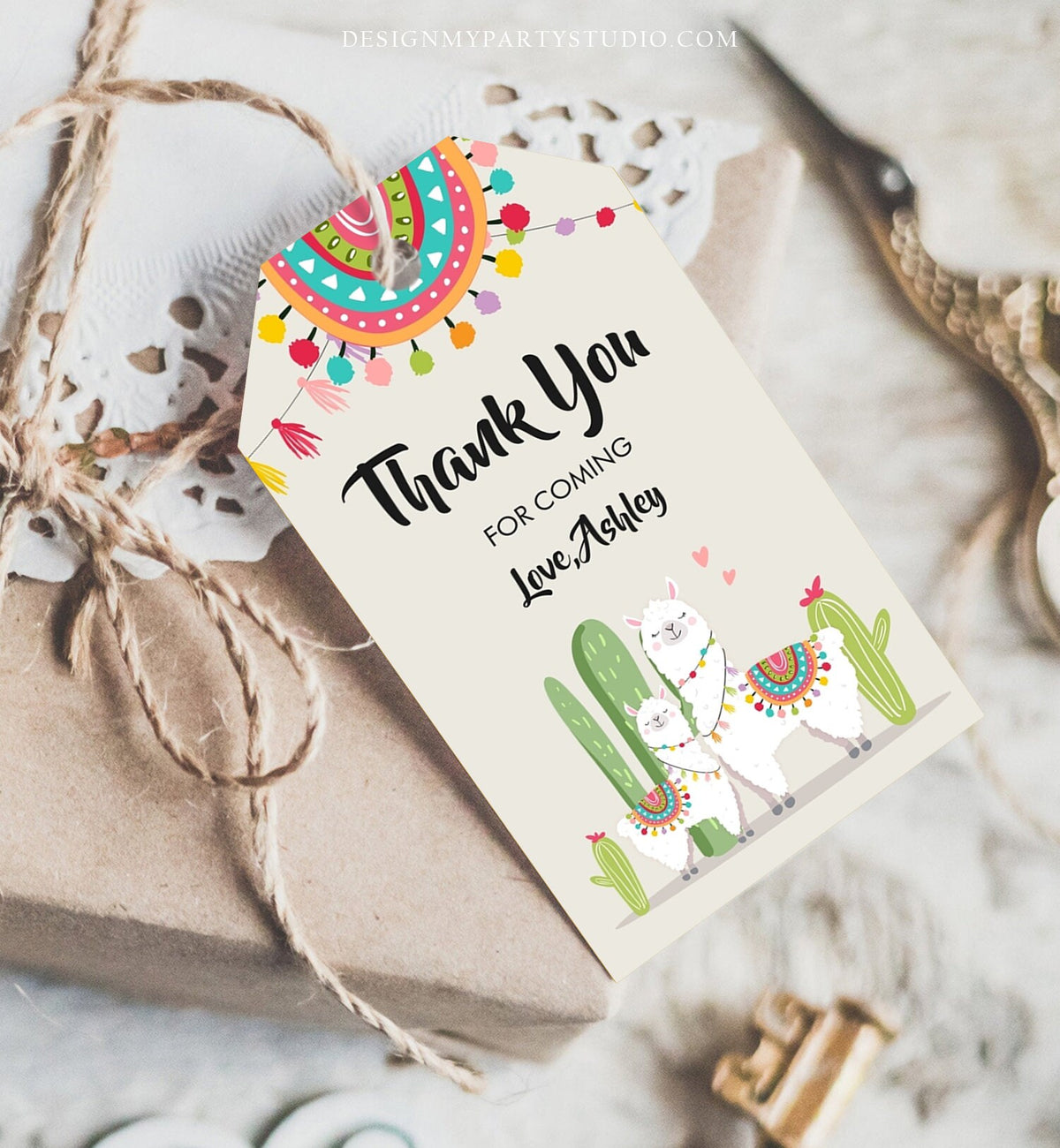 Editable Llama Favor Tags Baby Shower Birthday Llama Thank You Tags Fiesta Cactus Alpaca Mexican Neutral Download Template Printable 0079