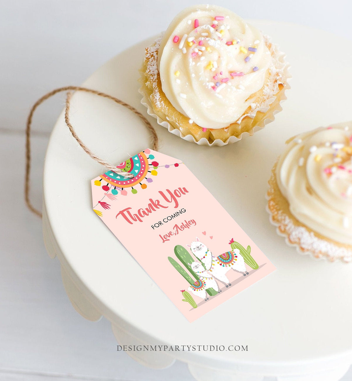 Editable Llama Favor Tags Baby Shower Birthday Llama Thank You Tags Fiesta Cactus Alpaca Mexican Pink Girl Download Corjl Template 0079