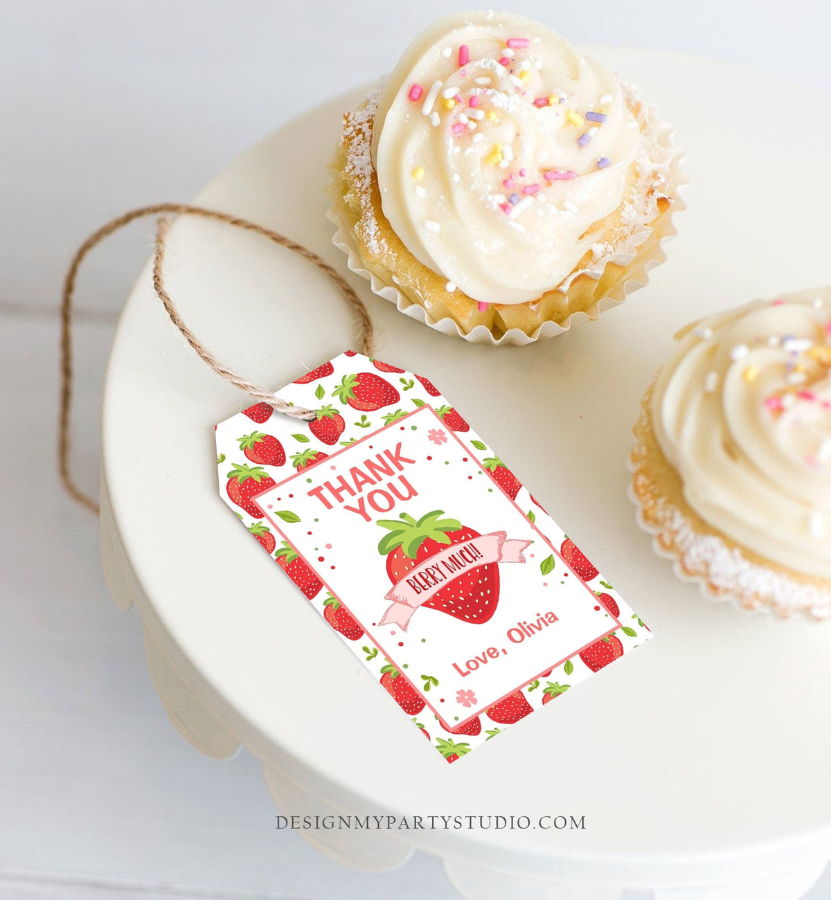 Editable Strawberry Favor Tags Strawberry Birthday Thank you Tags Label Berry Much Gift Tags Farmers Market Digital Template Printable 0091