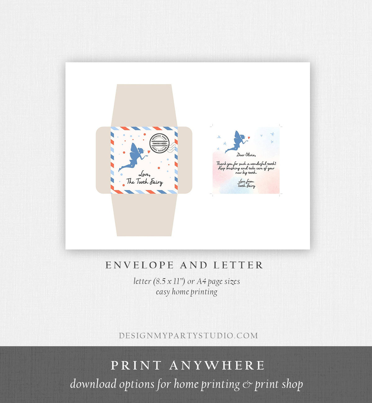 Editable Tooth fairy letter Tooth fairy envelope Fairy kit Milestone Tooth baby tooth Fairy note Template Mini letter Printable Digital 0526