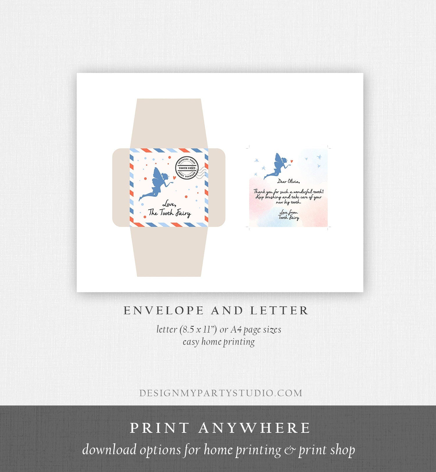 Editable Tooth fairy letter Tooth fairy envelope Fairy kit Milestone Tooth baby tooth Fairy note Template Mini letter Printable Digital 0526