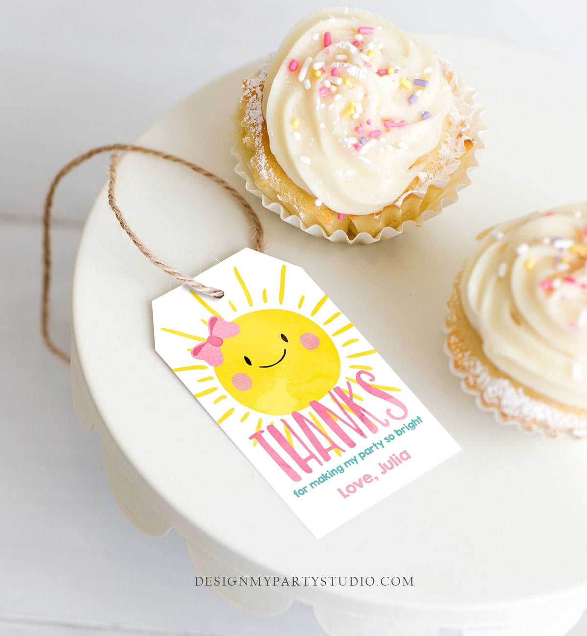 Editable Sunshine Favor Tag Little Sunshine Birthday Thank You Tag Girl Pink Summer Summer Sunshine Party Digital Template Printable 0141