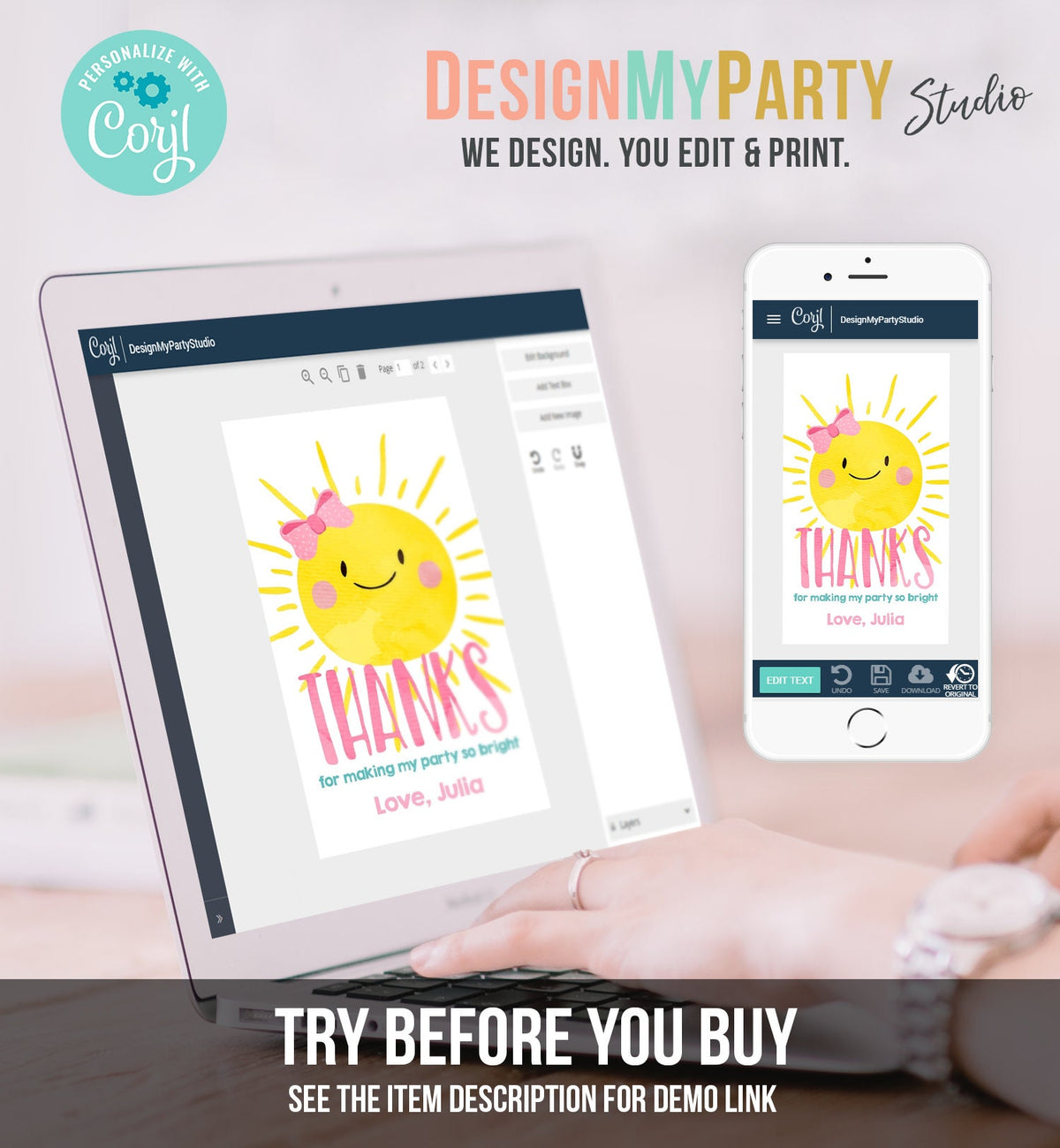 Editable Sunshine Favor Tag Little Sunshine Birthday Thank You Tag Girl Pink Summer Summer Sunshine Party Digital Template Printable 0141