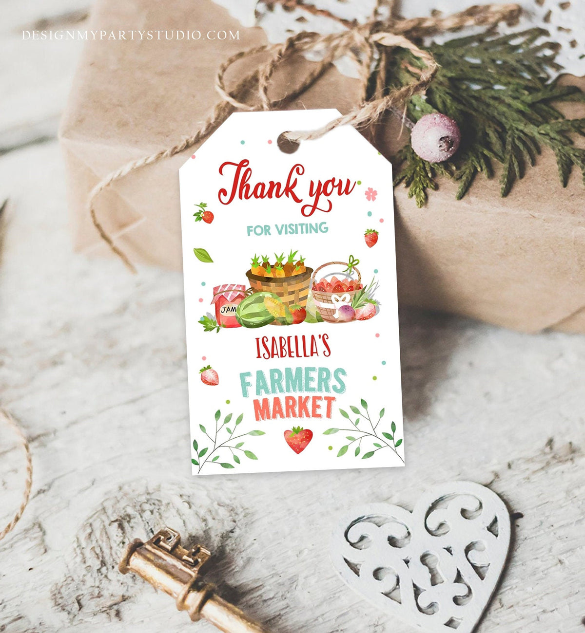 Editable Farmers Market Favor Tags Farmers Market Birthday Thank you Labels Garden Gift tags Shower Seed Tags Template PRINTABLE Corjl 0144