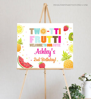 Editable Welcome Sign Two-tti Frutti Birthday Two-tti Fruity Party Fruit Tropical Summer Download Printable Template Digital Corjl 0127