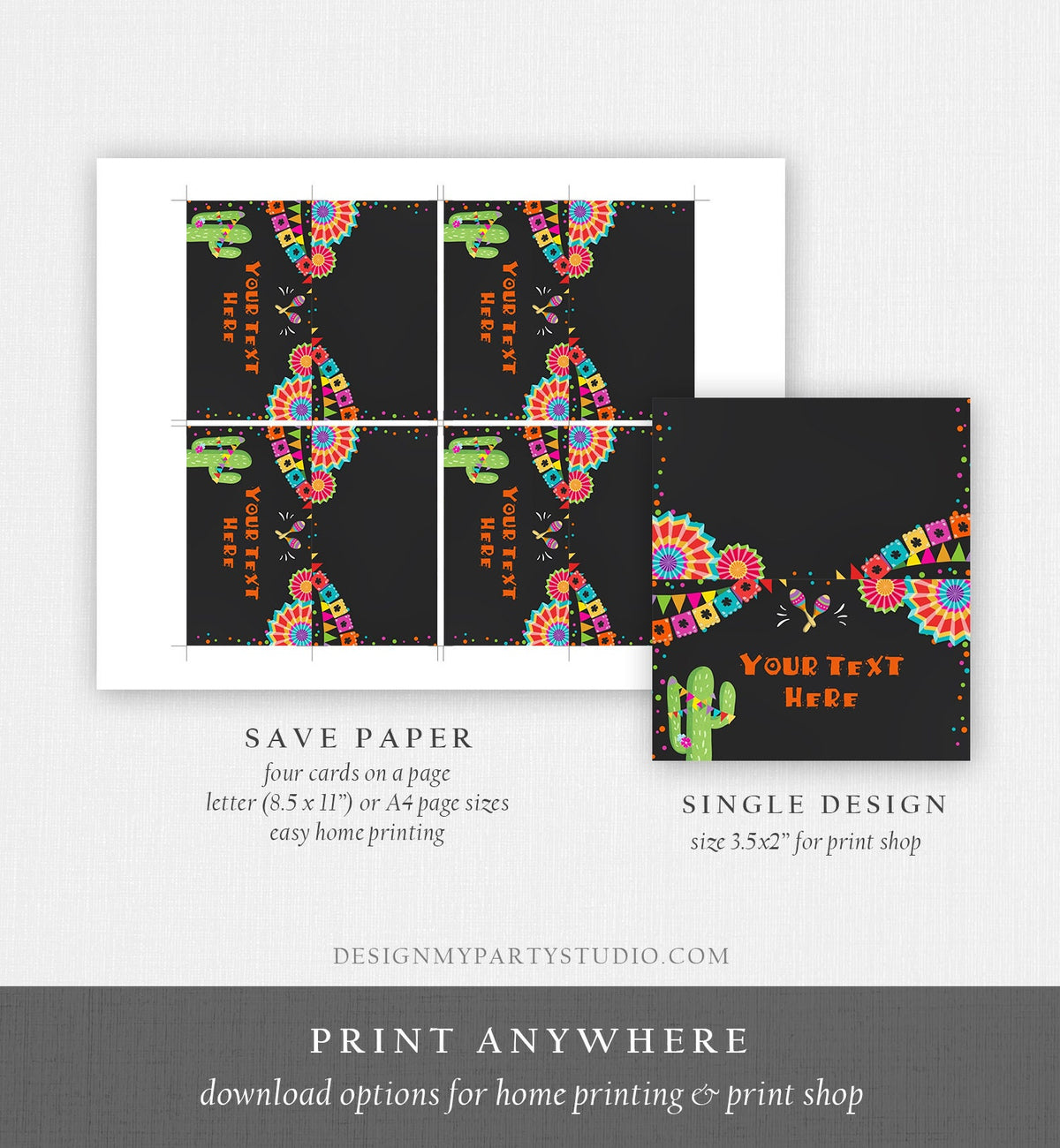 Editable Fiesta Cactus Food Label Fiesta Party Place Card Tent Birthday Baby Shower Mexican Fiesta Confetti Decor Template Printable 0045