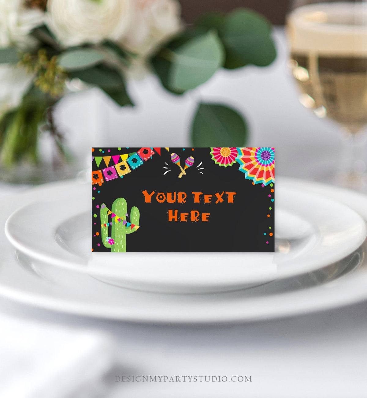 Editable Fiesta Cactus Food Label Fiesta Party Place Card Tent Birthday Baby Shower Mexican Fiesta Confetti Decor Template Printable 0045