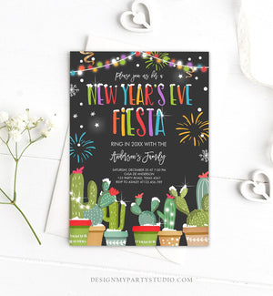 Editable New Years Eve Fiesta Invitation Cactus Mexican New Years Eve Invite Holiday Party New Year's Download Printable Corjl Template 0273