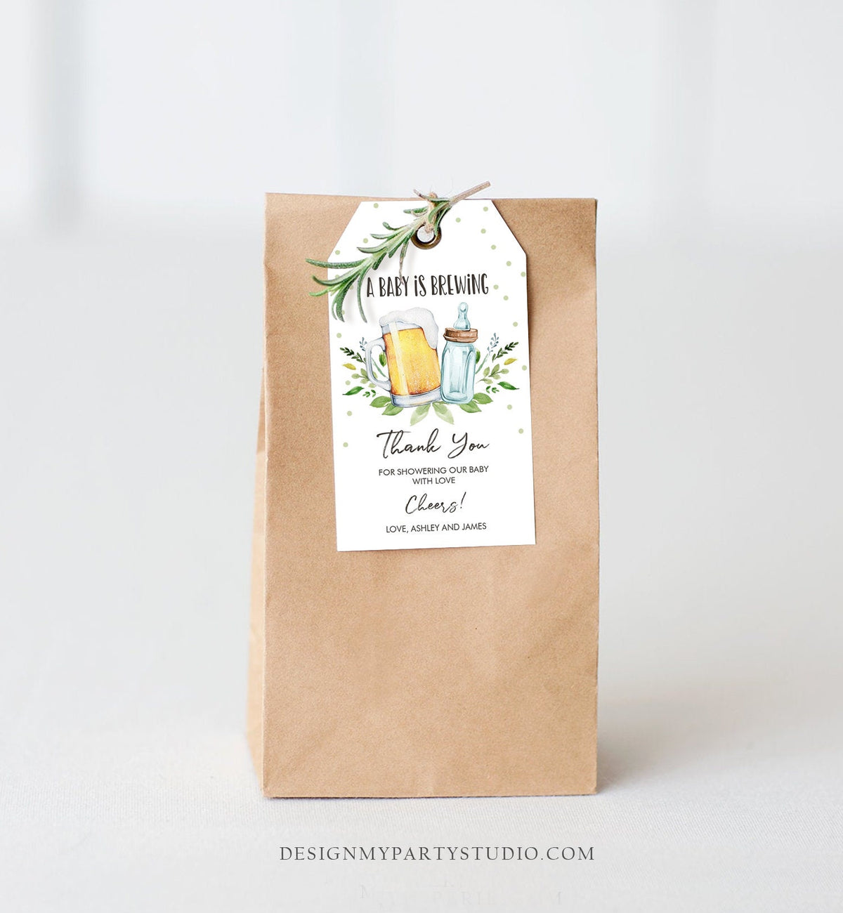 Editable A Baby is Brewing Baby Shower Favor Tags Beer Baby Shower Thank you Tags Brewing Label Neutral Tags Gift Tags Template Corjl 0190