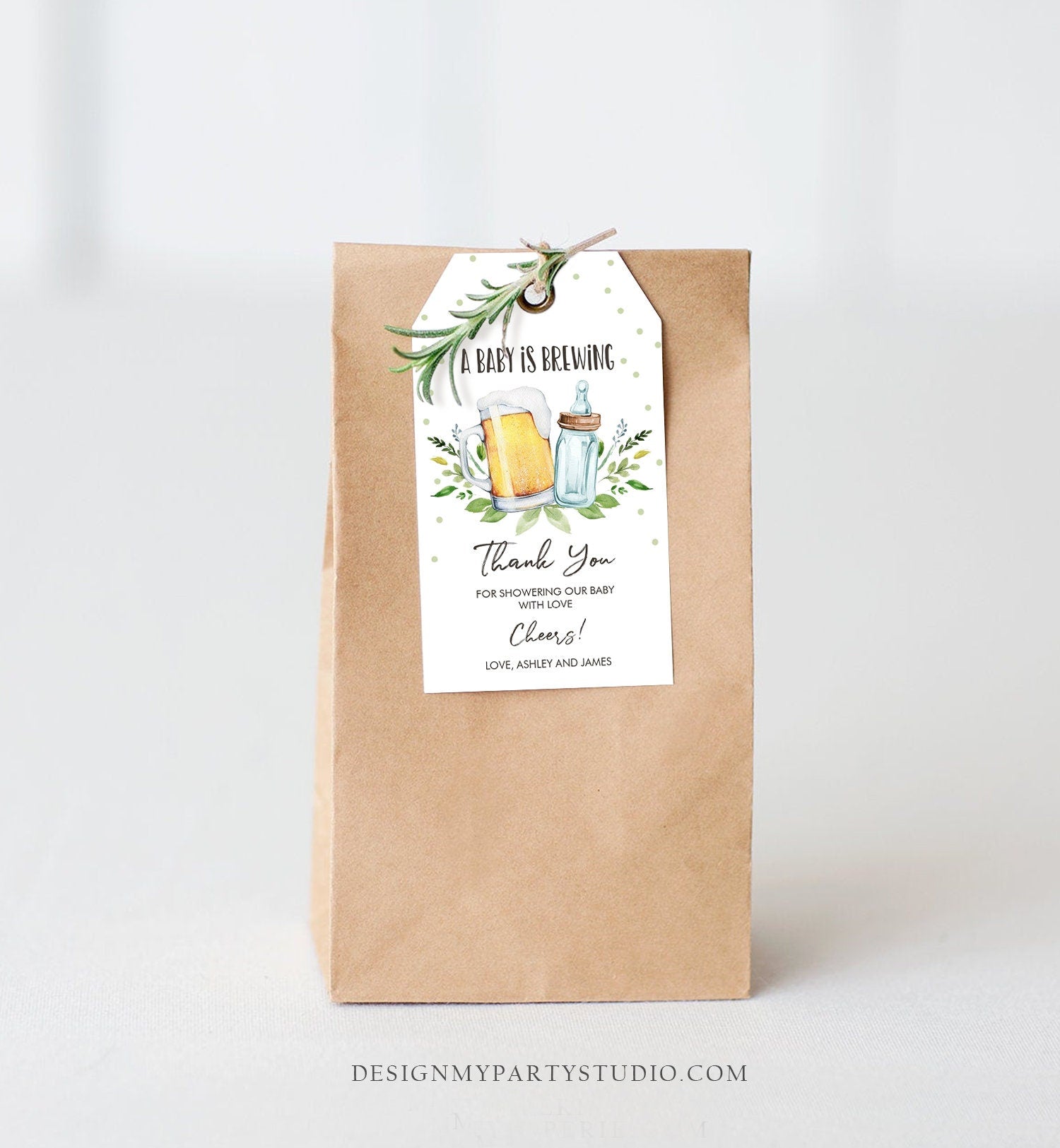 Editable A Baby is Brewing Baby Shower Favor Tags Beer Baby Shower Thank you Tags Brewing Label Neutral Tags Gift Tags Template Corjl 0190
