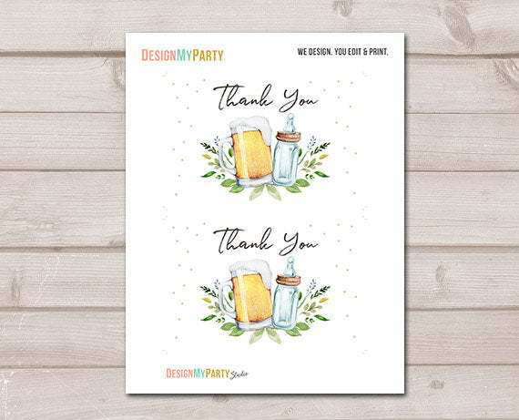 Brewing Thank you Card A Baby is Brewing Thank You Note 4x6&quot; Love is Brewing Beer Baby Shower Gender Neutral Digital Download Printable 0190