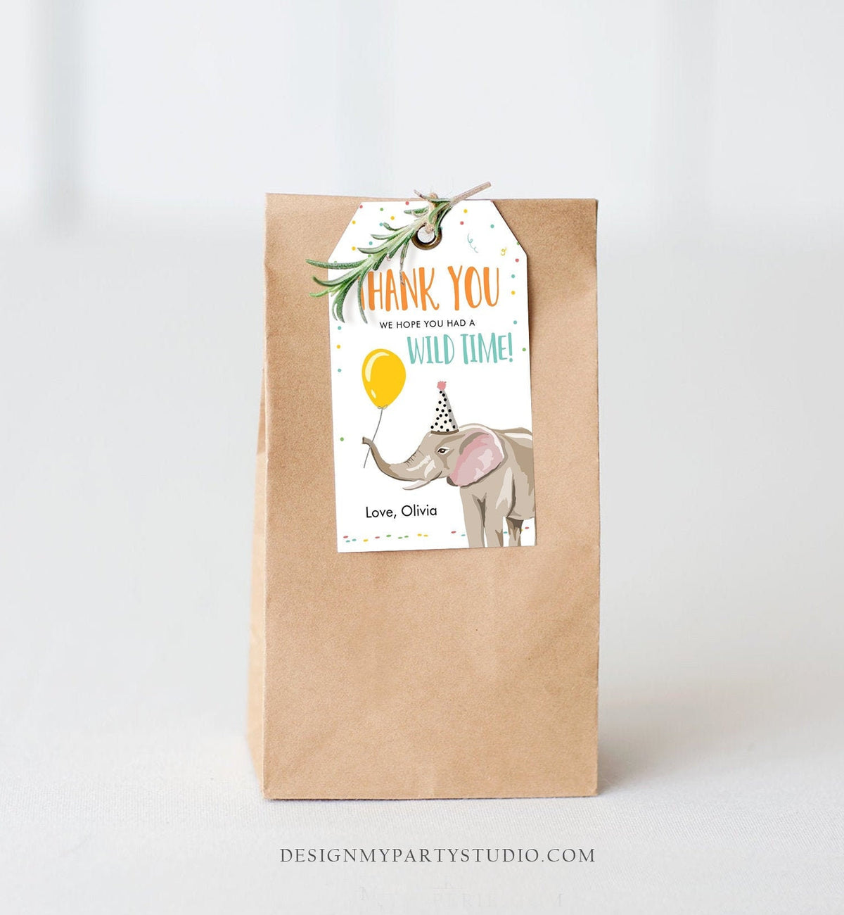 Editable Party Animals Favor tags Wild One Thank you tags Safari Animals Zoo Birthday Wild Time Gift tags Elephant Template Corjl 0142