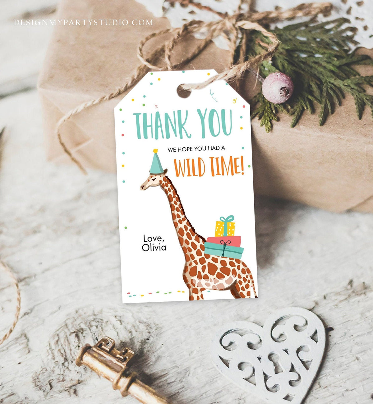 Editable Party Animals Favor Tags Safari Animals Wild One Thank Gift Tag Zoo Birthday Wild Time Giraffe Digital Template Printable 0142