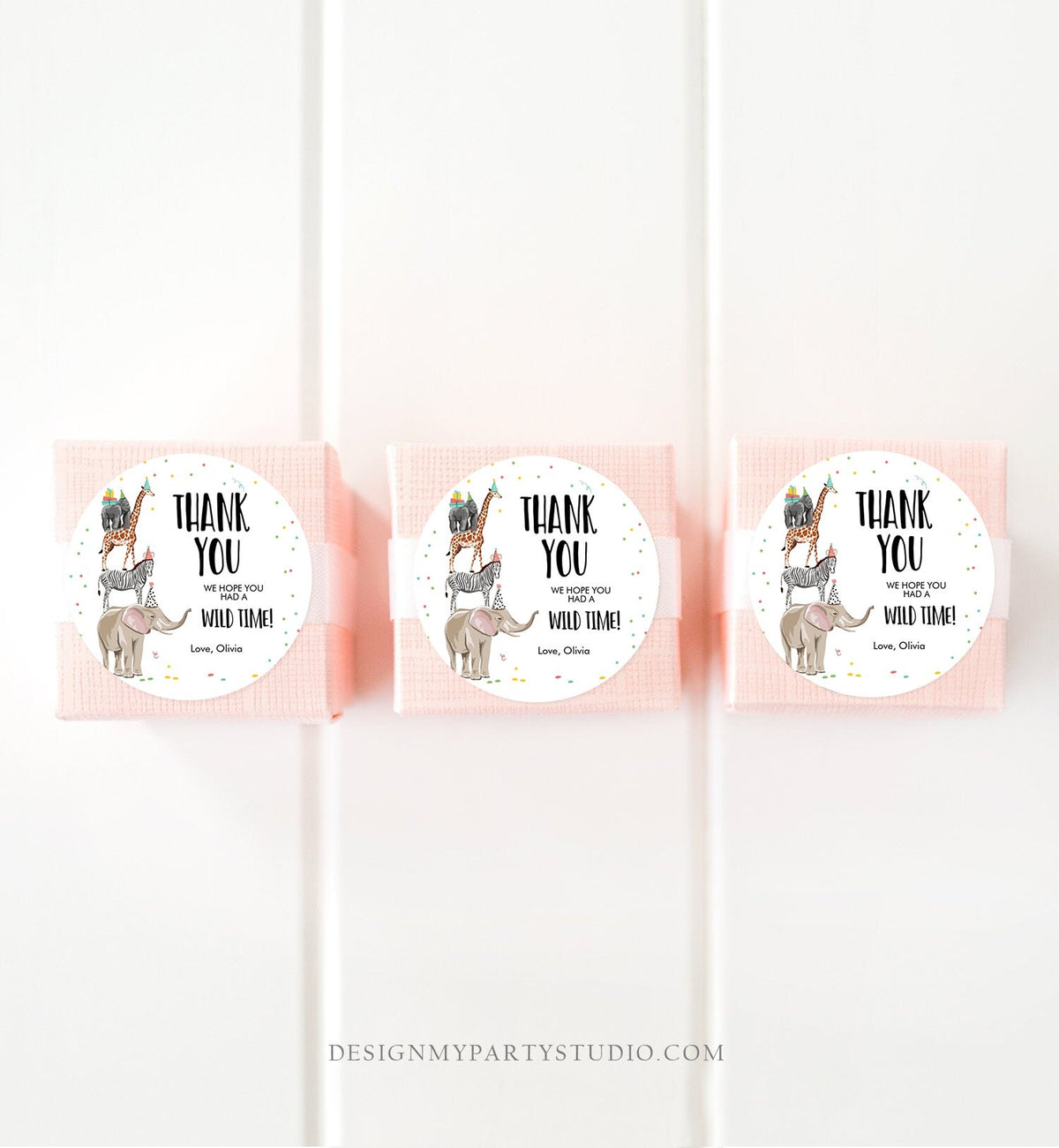Editable Party Animals Favor Tag Wild One Animals Thank You Tag Safari Animals Birthday Wild Time Stickers Digital Template Printable 0142