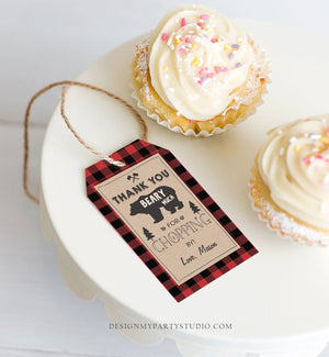 Editable Lumberjack Favor Tags Thank you Beary Much Lumberjack Tags Baby Shower Chopping by Buffalo Plaid Template PRINTABLE Corjl 0026