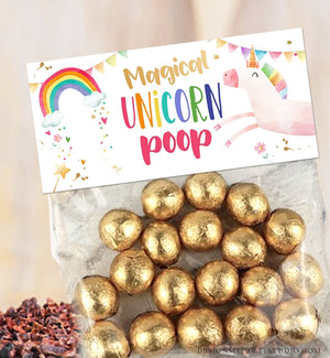 Editable Rainbow Unicorn Poop Treat Bag Toppers Unicorn Birthday Party Unicorn Poop Favors and Gifts for Kids Digital Corjl Template 0336