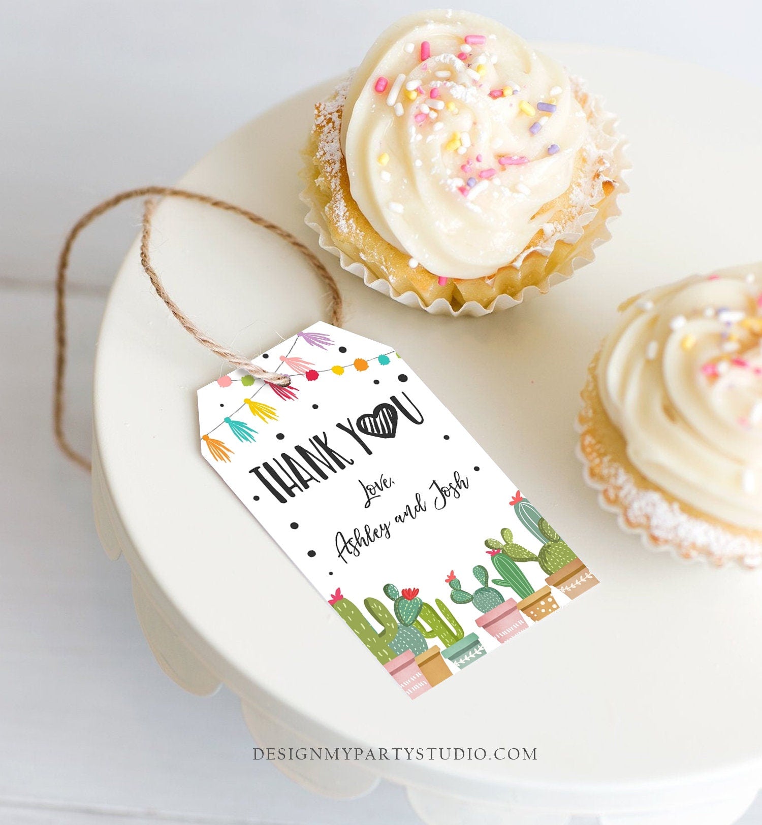 Editable Cactus Fiesta Favor Tag Fiesta Thank You Tag Mexican Muchas Gracias Bridal Shower Succulent Couples Digital Template Printable 0254