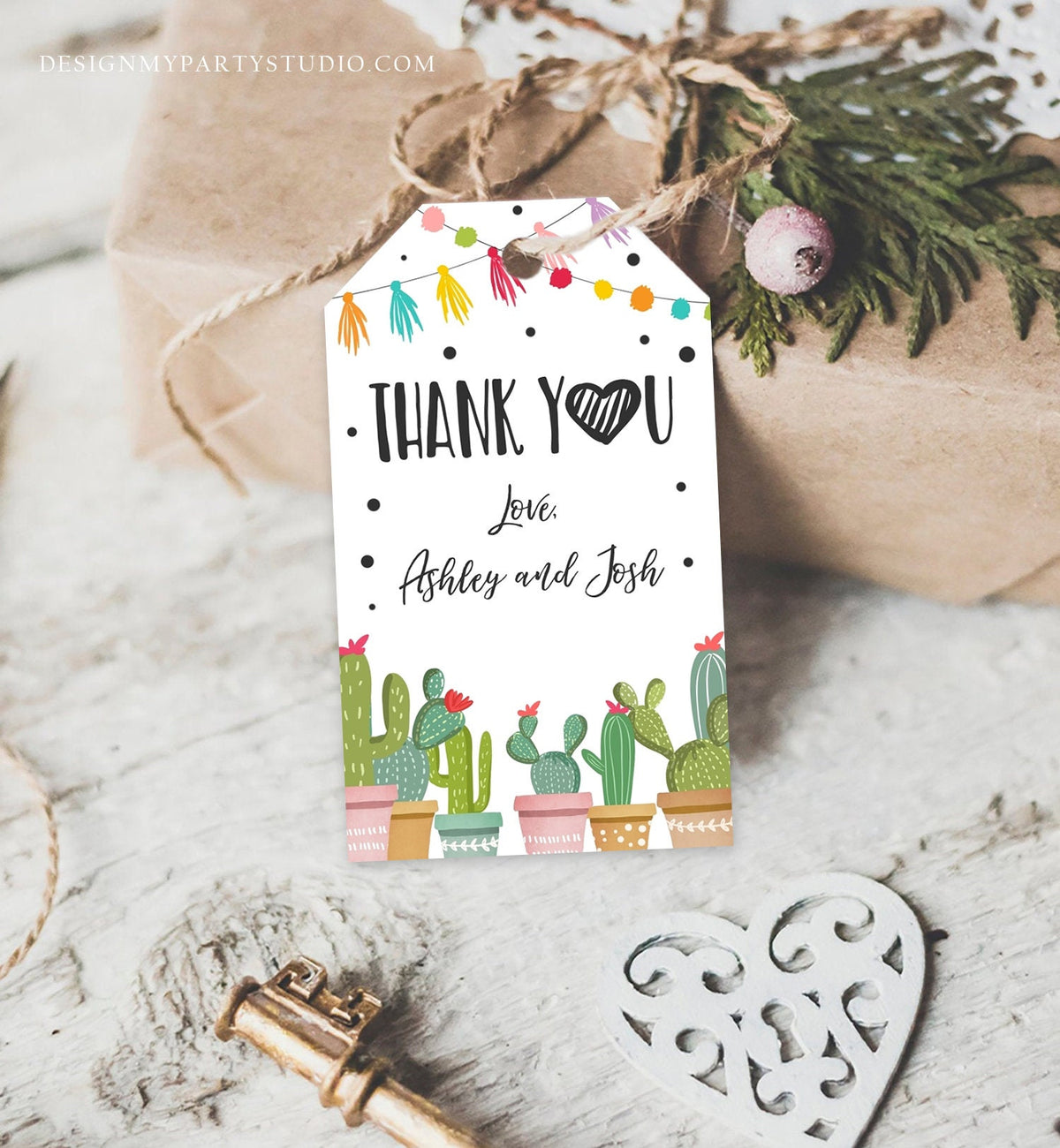 Editable Cactus Fiesta Favor Tag Fiesta Thank You Tag Mexican Muchas Gracias Bridal Shower Succulent Couples Digital Template Printable 0254