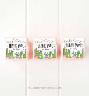 Editable Cactus Thank You Favor Tags Round Squared Fiesta Baby Shower Birthday Bridal Shower Stickers Succulent Mexican Corjl Template 0254