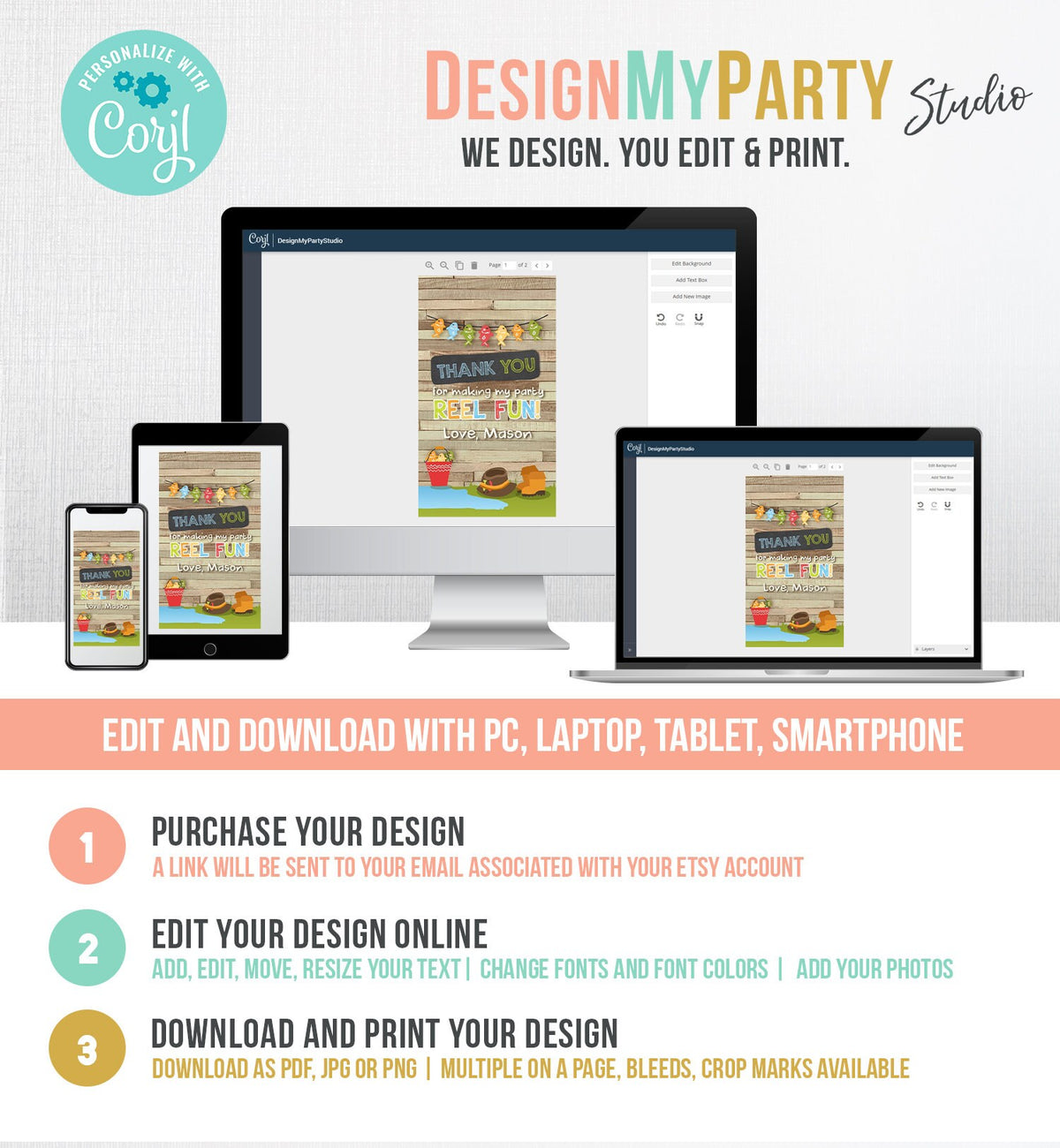 Editable Fishing Party Favor Tags Fishing Birthday Thank you tags Fishing Party Fishing Wood Birthday Boy Template PRINTABLE Corjl 0080