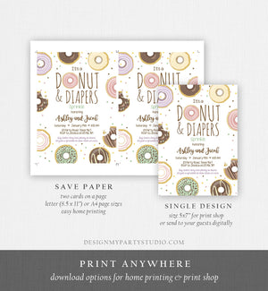 Editable Donut and Diapers Sprinkle Invitation Sprinkled With Love Coed Shower Pastel Pink Girl Boy Neutral Printable Corjl Template 0050