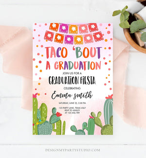 Editable Taco Bout a Graduation Party Invitation Fiesta Graduation Party Invite Cactus Girl Mexican Template Download Digital Corjl 0135