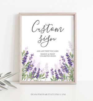 Editable Custom Sign Lavender Wedding Sign Lavender Decor Table Sign Shower Decor Floral Purple Download Corjl Template Printable 8x10 0206