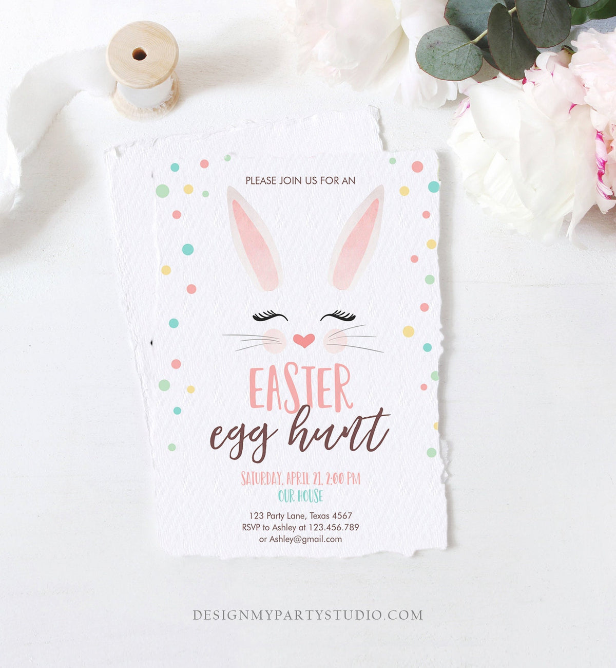 Editable Easter Egg Hunt Invitation Easter Bunny Pink Easter Invite Easter Birthday Spring Download Printable Template Corjl 0449 0238