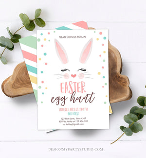 Editable Easter Egg Hunt Invitation Easter Bunny Pink Easter Invite Easter Birthday Spring Download Printable Template Corjl 0449 0238