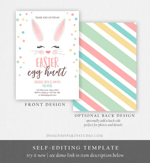 Editable Easter Egg Hunt Invitation Easter Bunny Pink Easter Invite Easter Birthday Spring Download Printable Template Corjl 0449 0238