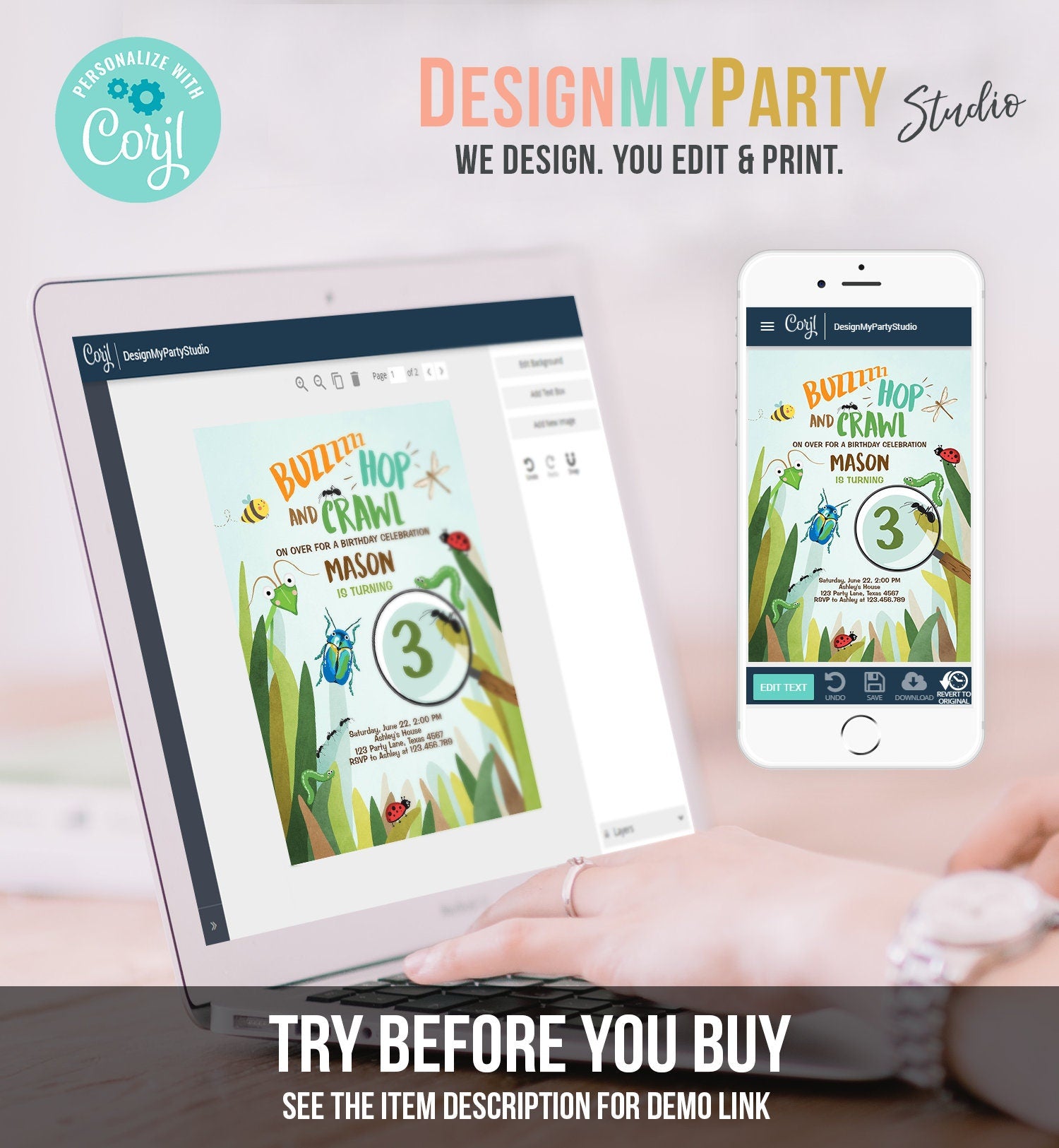 Editable Bug Birthday Invitation Insect Party Bugging Outdoor Bug Hunt Bugs Boy Digital Download Evite Template Printable 0090