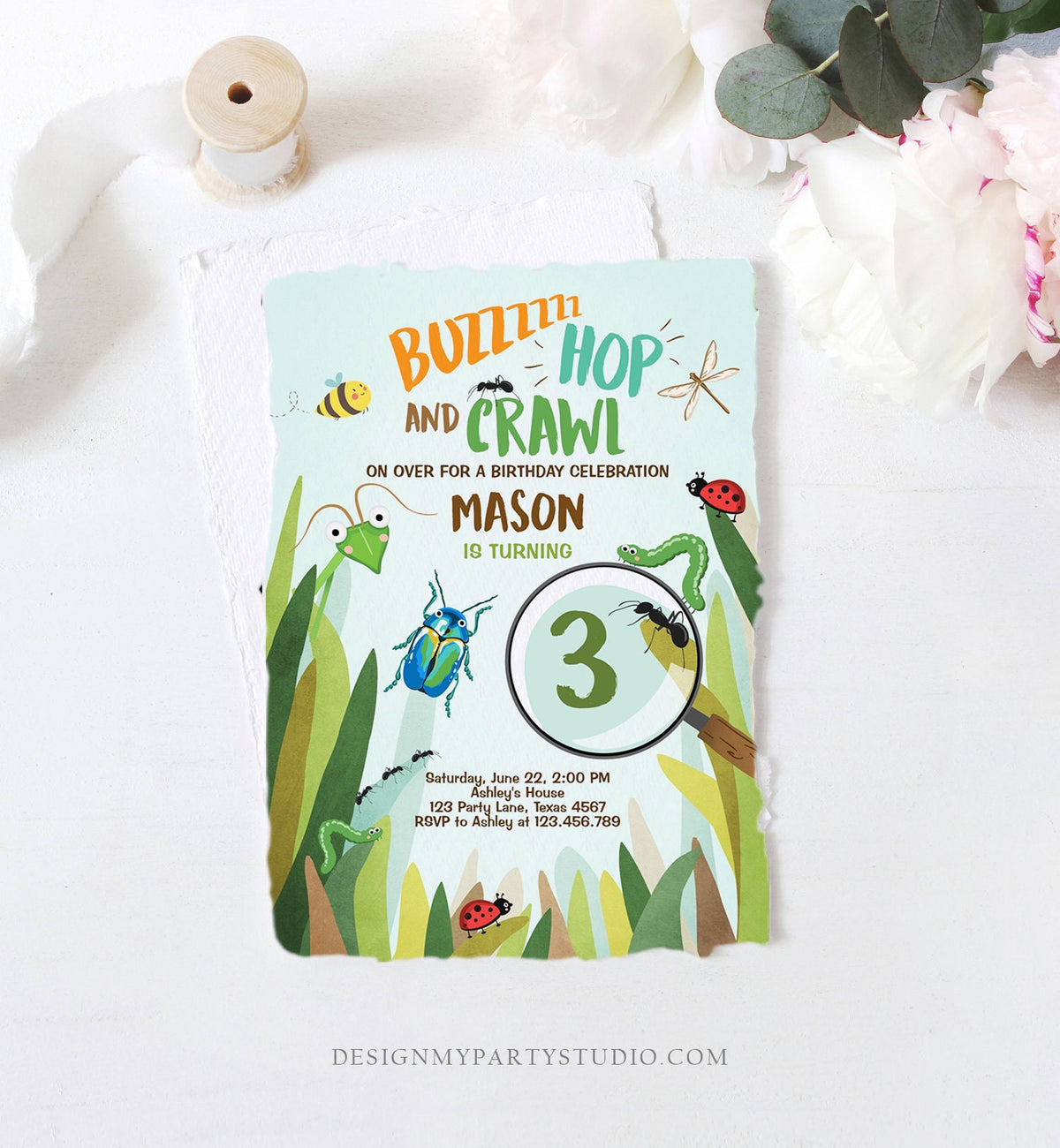 Editable Bug Birthday Invitation Insect Party Bugging Outdoor Bug Hunt Bugs Boy Digital Download Evite Template Printable 0090