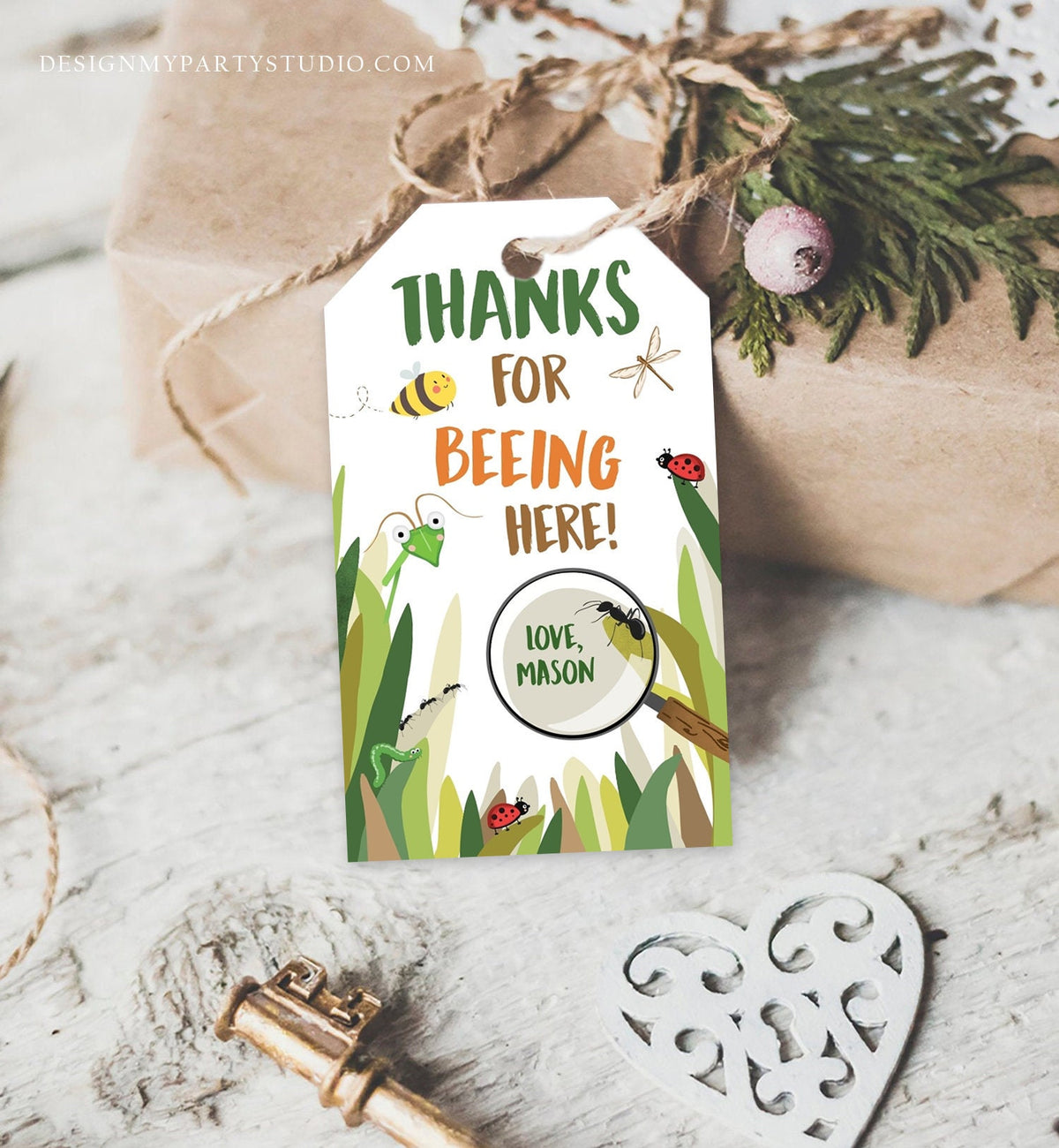 Editable Bug Favor Tags Bug Birthday Bugs Thank you tags Label Bug Party Insect Gift tags Bugging out Beeing Template PRINTABLE Corjl 0090
